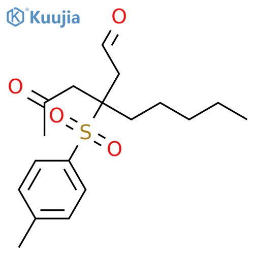 Octanal, 3-[(4-methylphenyl)sulfonyl]-3-(2-oxopropyl)- structure