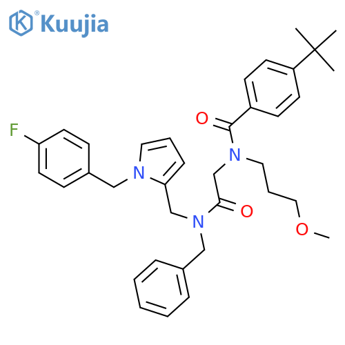 N-[2-(benzyl{[1-(4-fluorobenzyl)-1H-pyrrol-2-yl]methyl}amino)-2-oxoethyl]-4-tert-butyl-N-(3-methoxypropyl)benzamide structure