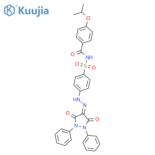 N-({4-[2-(3,5-dioxo-1,2-diphenylpyrazolidin-4-ylidene)hydrazino]phenyl}sulfonyl)-4-(1-methylethoxy)benzamide structure