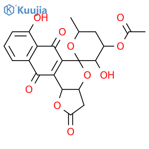 3',7-dihydroxy-6'-methyl-2,6,11-trioxo-2,3,3',3a,4',5',6,6',11,11b-decahydrospiro[benzo[g]furo[3,2-c]isochromene-5,2'-pyran]-4'-yl acetate structure