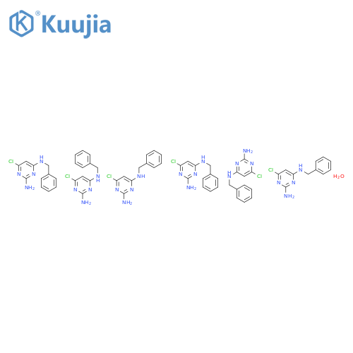 2,4-Pyrimidinediamine, 6-chloro-N4-(phenylmethyl)-, hydrate (6:1) structure