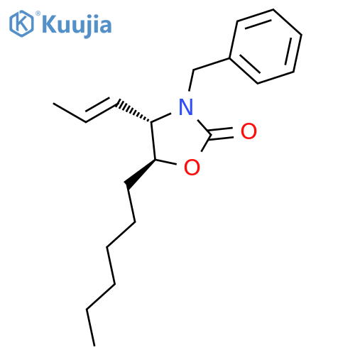 2-OXAZOLIDINONE, 5-HEXYL-3-(PHENYLMETHYL)-4-(1-PROPENYL)-, (4S,5S)- structure