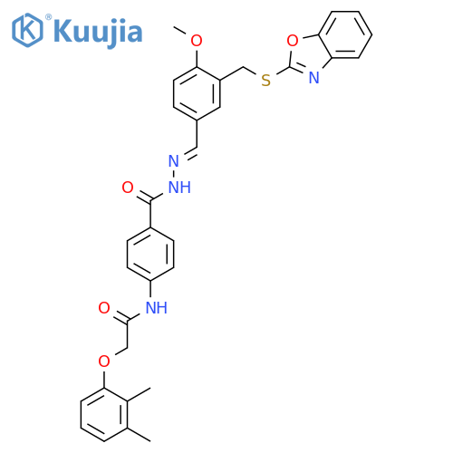 Benzoic acid, 4-[[(2,3-dimethylphenoxy)acetyl]amino]-, [[3-[(2-benzoxazolylthio)methyl]-4-methoxyphenyl]methylene]hydrazide (9CI) structure