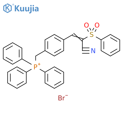 Phosphonium, [[4-[2-cyano-2-(phenylsulfonyl)ethenyl]phenyl]methyl]triphenyl-, bromide (1:1) structure