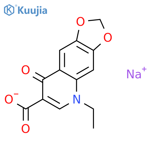 1,3-Dioxolo[4,5-g]quinoline-7-carboxylicacid, 5-ethyl-5,8-dihydro-8-oxo-, sodium salt (1:1) structure