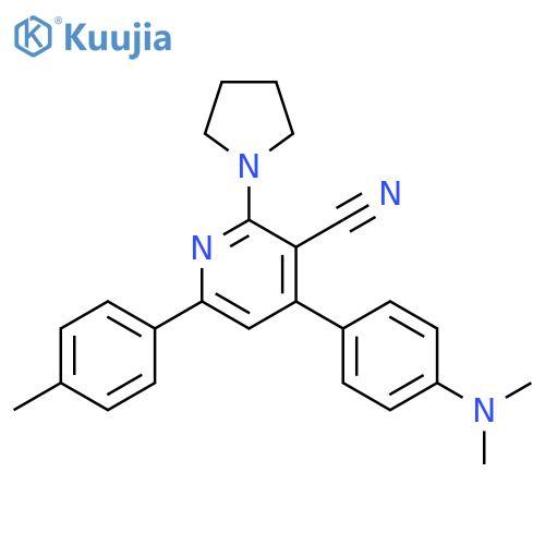 3-Pyridinecarbonitrile,4-[4-(dimethylamino)phenyl]-6-(4-methylphenyl)-2-(1-pyrrolidinyl)- structure