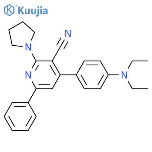 3-Pyridinecarbonitrile,4-[4-(diethylamino)phenyl]-6-phenyl-2-(1-pyrrolidinyl)- structure