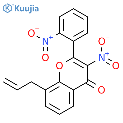 4H-1-BENZOPYRAN-4-ONE, 3-NITRO-2-(2-NITROPHENYL)-8-(2-PROPENYL)- structure