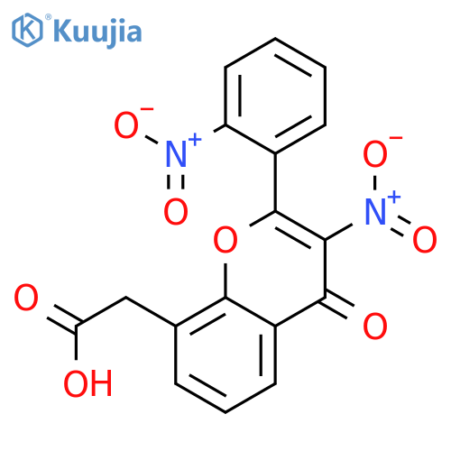 4H-1-Benzopyran-8-acetic acid, 3-nitro-2-(2-nitrophenyl)-4-oxo- structure