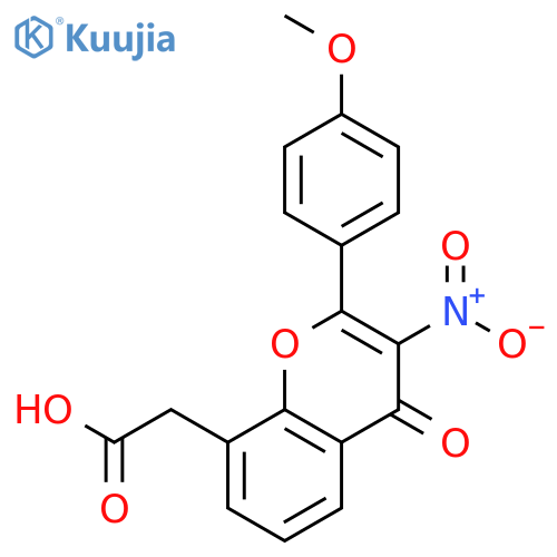 4H-1-Benzopyran-8-acetic acid, 2-(4-methoxyphenyl)-3-nitro-4-oxo- structure