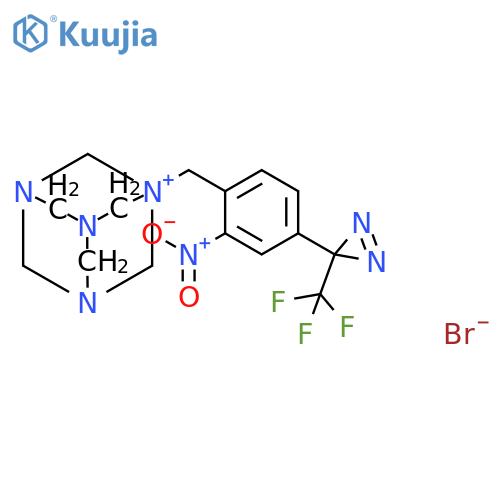 3,5,7-Triaza-1-azoniatricyclo[3.3.1.13,7]decane, 1-[[2-nitro-4-[3-(trifluoromethyl)-3H-diazirin-3-yl]phenyl]methyl]-, bromide (1:1) structure