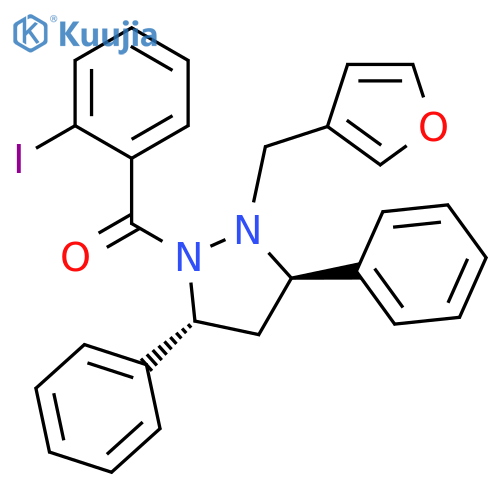 Pyrazolidine, 1-(3-furanylmethyl)-2-(2-iodobenzoyl)-3,5-diphenyl-,(3R,5R)-rel- structure
