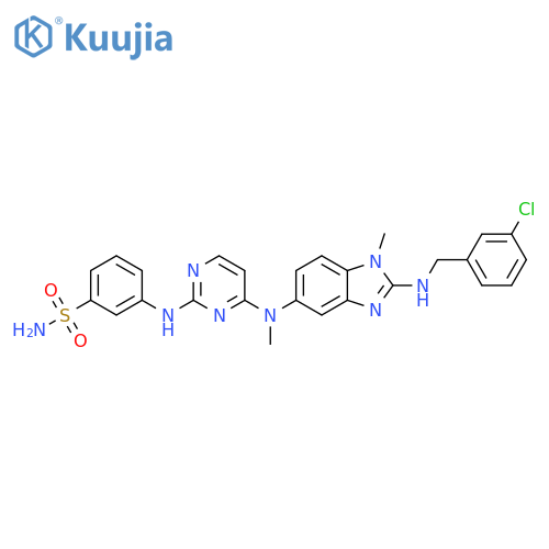 Benzenesulfonamide,3-[[4-[[2-[[(3-chlorophenyl)methyl]amino]-1-methyl-1H-benzimidazol-5-yl]methylamino]-2-pyrimidinyl]amino]- structure