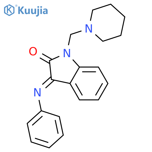 2H-INDOL-2-ONE, 1,3-DIHYDRO-3-(PHENYLIMINO)-1-(1-PIPERIDINYLMETHYL)- structure