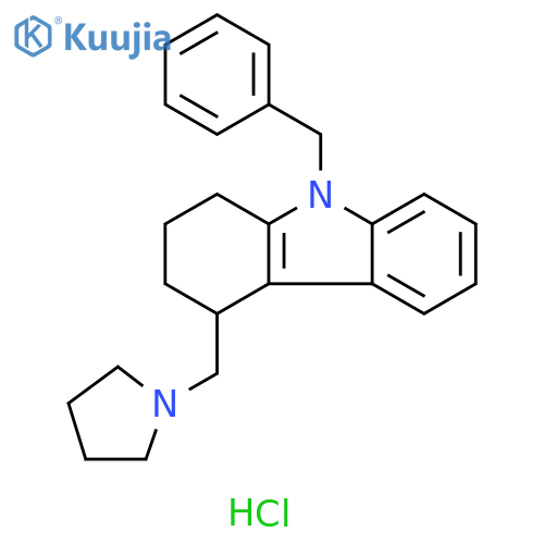 1H-Carbazole,2,3,4,9-tetrahydro-9-(phenylmethyl)-4-(1-pyrrolidinylmethyl)-,monohydrochloride structure