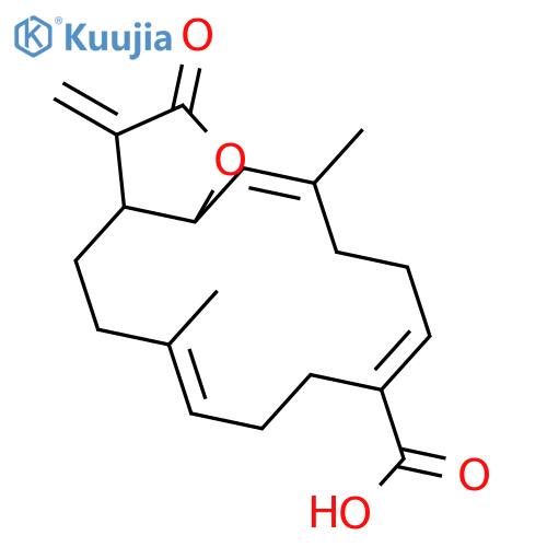 (6e,10z,14z)-6,14-dimethyl-3-methylidene-2-oxo-3a,4,5,8,9,12,13,15a-octahydrocyclotetradeca[b]furan-10-carboxylic Acid structure