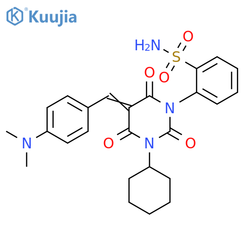 Benzenesulfonamide,2-[3-cyclohexyl-5-[[4-(dimethylamino)phenyl]methylene]tetrahydro-2,4,6-trioxo-1(2H)-pyrimidinyl]- structure