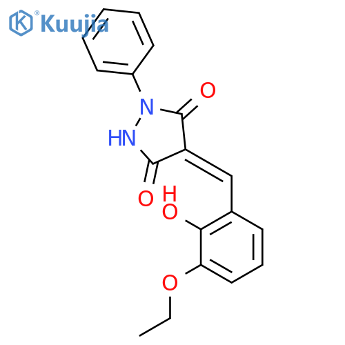 (4E)-4-(3-ethoxy-2-hydroxybenzylidene)-1-phenylpyrazolidine-3,5-dione structure