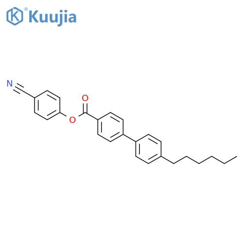 [1,1'-Biphenyl]-4-carboxylic acid, 4'-hexyl-, 4-cyanophenyl ester structure