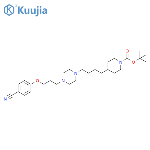 1-Piperidinecarboxylic acid,4-[4-[4-[3-(4-cyanophenoxy)propyl]-1-piperazinyl]butyl]-,1,1-dimethylethyl ester structure