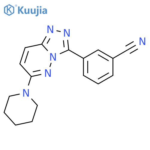 Benzonitrile, 3-[6-(1-piperidinyl)-1,2,4-triazolo[4,3-b]pyridazin-3-yl]- structure