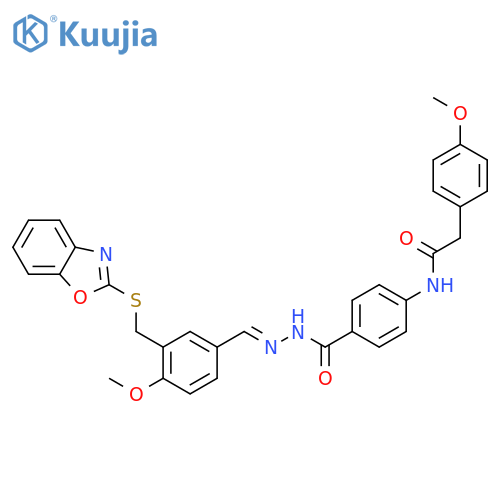 Benzoic acid, 4-[[(4-methoxyphenyl)acetyl]amino]-, [[3-[(2-benzoxazolylthio)methyl]-4-methoxyphenyl]methylene]hydrazide (9CI) structure