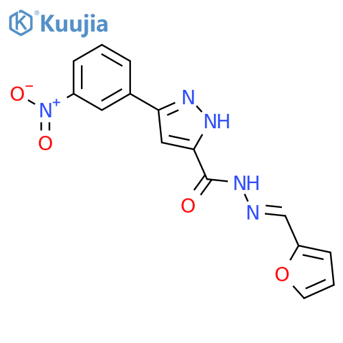 N'-[(1E)-furan-2-ylmethylidene]-3-(3-nitrophenyl)-1H-pyrazole-5-carbohydrazide structure