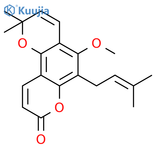 5-methoxy-2,2-dimethyl-6-(3-methyl-but-2-enyl)-pyrano[2,3-f]chromen-8-one structure