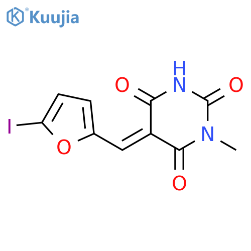 (5Z)-5-[(5-iodofuran-2-yl)methylidene]-1-methylpyrimidine-2,4,6(1H,3H,5H)-trione structure