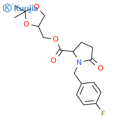 (2,2-dimethyl-1,3-dioxolan-4-yl)methyl (2s)-1-[(4-fluorophenyl)methyl]-5-oxopyrrolidine-2-carboxylate structure
