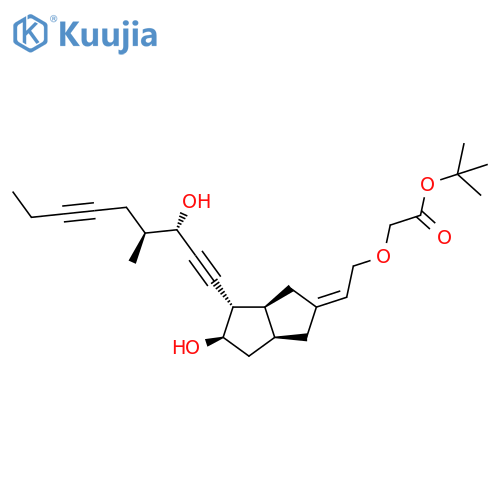 (+)-(E,3aS,4S,5R,6aS)-{[5-hydroxy-4-((3S,4S)-3-hydroxy-4-methylnona-1,6-diynyl)-hexahydropentalen-2-yliden]ethoxy}acetic acid tert-butyl ester structure