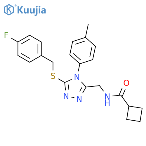 N-({5-[(4-fluorobenzyl)sulfanyl]-4-(4-methylphenyl)-4H-1,2,4-triazol-3-yl}methyl)cyclobutanecarboxamide structure
