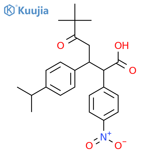 6,6-dimethyl-2-(4-nitrophenyl)-5-oxo-3-[4-(propan-2-yl)phenyl]heptanoic acid structure