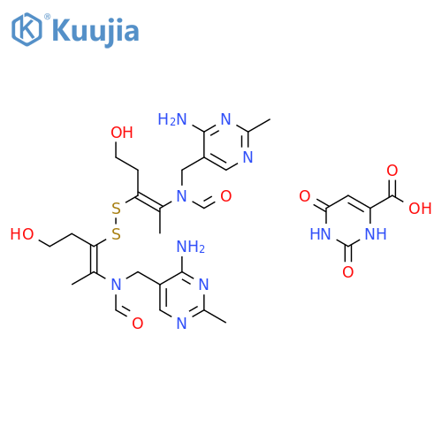 2,6-dioxo-1,2,3,6-tetrahydropyrimidine-4-carboxylic acid - N-[(4-amino-2-methylpyrimidin-5-yl)methyl]-N-[(1E)-2-{[(1Z)-2-{[(4-amino-2-methylpyrimidin-5-yl)methyl](formyl)amino}-1-(2-hydroxyethyl)prop-1-en-1-yl]disulfanyl}-4-hydroxy-1-methylbut-1-en-1-yl]f structure
