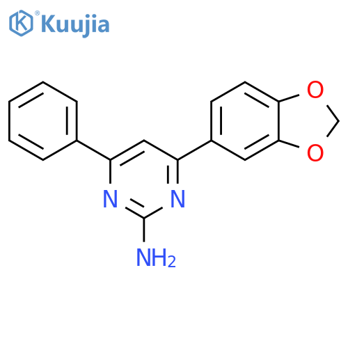 4-(2H-1,3-benzodioxol-5-yl)-6-phenylpyrimidin-2-amine structure