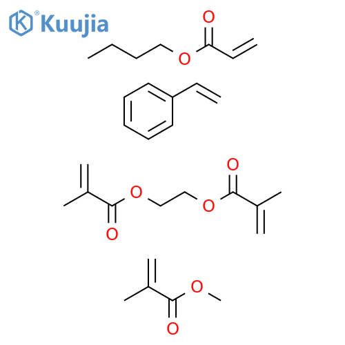 2-Propebnoic acid, 2-methyl-, 1,2-ethanediyl ester, polymer with butyl 2-propenoate, ethenylbenzene and methyl-2-methyl-2-propenoate structure