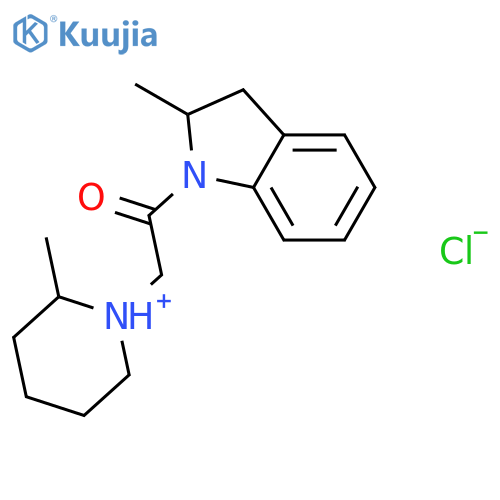 2-methyl-1-[2-(2-methyl-2,3-dihydro-1H-indol-1-yl)-2-oxoethyl]piperidinium chloride structure