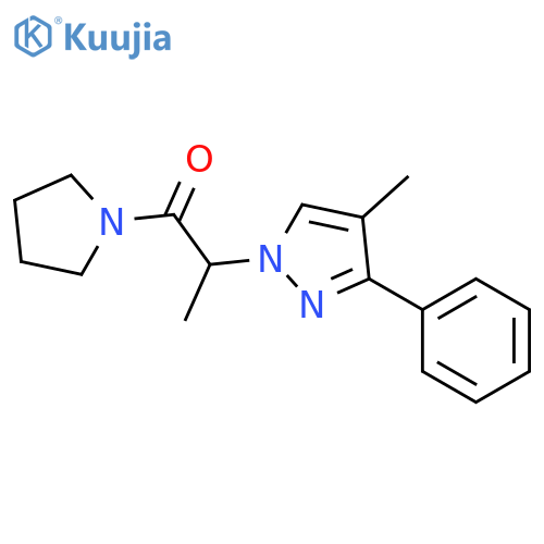 Pyrrolidine, 1-[2-(4-methyl-3-phenyl-1H-pyrazol-1-yl)-1-oxopropyl]- structure