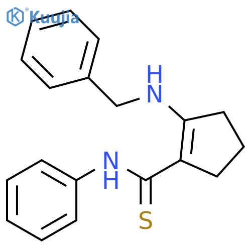 1-Cyclopentene-1-carbothioamide, N-phenyl-2-[(phenylmethyl)amino]- structure