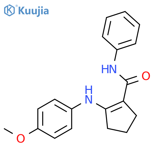 1-Cyclopentene-1-carboxamide, 2-[(4-methoxyphenyl)amino]-N-phenyl- structure