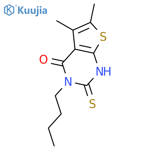 3-Butyl-5,6-dimethyl-2-sulfanyl-3H,4H-thieno2,3-dpyrimidin-4-one structure