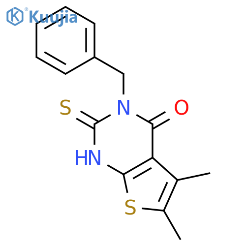 3-benzyl-5,6-dimethyl-2-sulfanylidene-1H,2H,3H,4H-thieno2,3-dpyrimidin-4-one structure