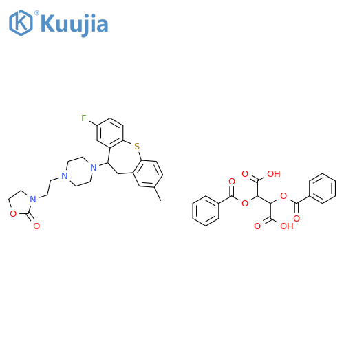 (2R,3R)-2,3-bis[(phenylcarbonyl)oxy]butanedioic acid - 3-(2-{4-[(10R)-8-fluoro-2-methyl-10,11-dihydrodibenzo[b,f]thiepin-10-yl]piperazin-1-yl}ethyl)-1,3-oxazolidin-2-one (1:1) structure
