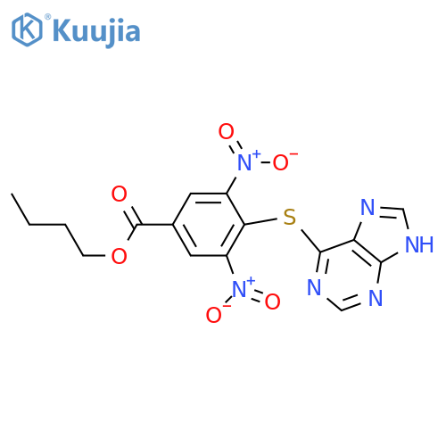 Benzoicacid, 3,5-dinitro-4-(9H-purin-6-ylthio)-, butyl ester structure