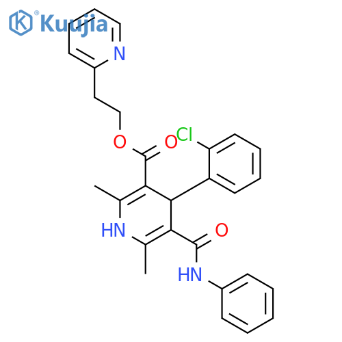 3-Pyridinecarboxylicacid, 4-(2-chlorophenyl)-1,4-dihydro-2,6-dimethyl-5-[(phenylamino)carbonyl]-,2-(2-pyridinyl)ethyl ester structure