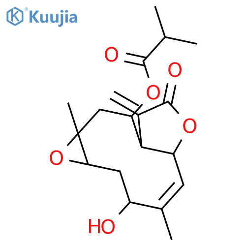 (4E)-3-hydroxy-4,10a-dimethyl-8-methylidene-7-oxo-1a,2,3,5a,7,8,8a,9,10,10a-decahydrooxireno[5,6]cyclodeca[1,2-b]furan-9-yl 2-methylpropanoate structure