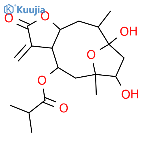 Propanoic acid,2-methyl-,(3aS,4R,6R,7S,9R,- 10S,11aR)-dodecahydro-7,9-dihydroxy-6,10- dimethyl-3-methylene-2-oxo-6,9-epoxycyclodeca[ b]furan-4-yl ester structure