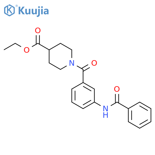ethyl 1-({3-[(phenylcarbonyl)amino]phenyl}carbonyl)piperidine-4-carboxylate structure