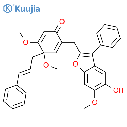 2-[[5-Hydroxy-6-methoxy-3-phenyl-2-benzofuranyl]methyl]-4,5-dimethoxy-4-(3-phenyl-2-propenyl)-2,5-cyclohexadien-1-one structure