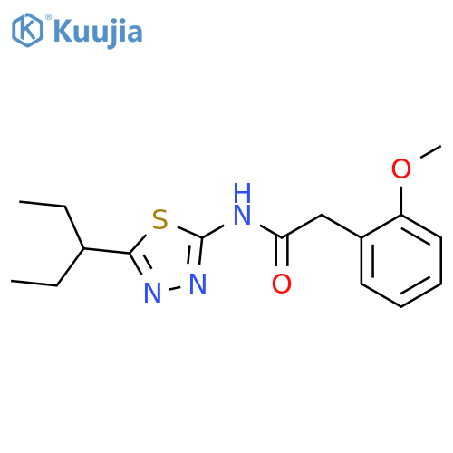 2-(2-methoxyphenyl)-N-[5-(pentan-3-yl)-1,3,4-thiadiazol-2-yl]acetamide structure